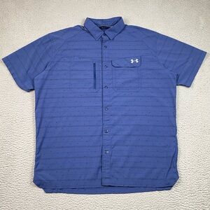 Under Armour Fishing Shirt Mens Size XL Blue Vented Short Sleeve Outdoor Stretch